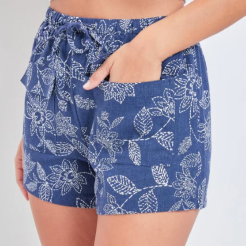 YMI Drawstring Linen Shorts With Flap Patch Pockets